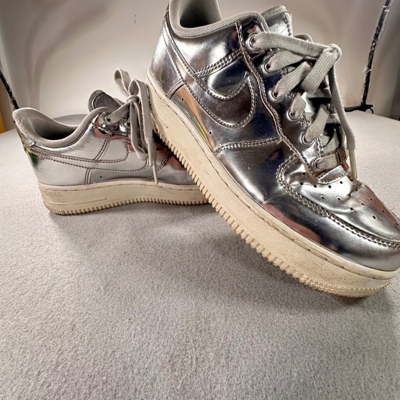 Nike Shoes - Nike Air Force 1 SP Metallic Silver Chrome Low Top Sneakers CQ6566-001 Womens 8